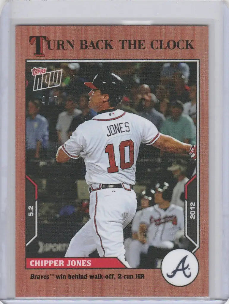 Baseball card of Chipper Jones Braves in 2021 Topps Turn Back the Clock Cherry Parallel