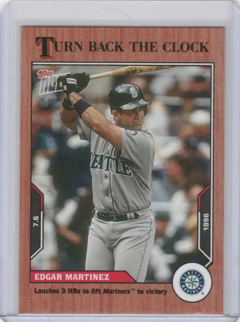 Baseball card of Edgar Martinez at bat from Topps Turn Back the Clock Mariners edition
