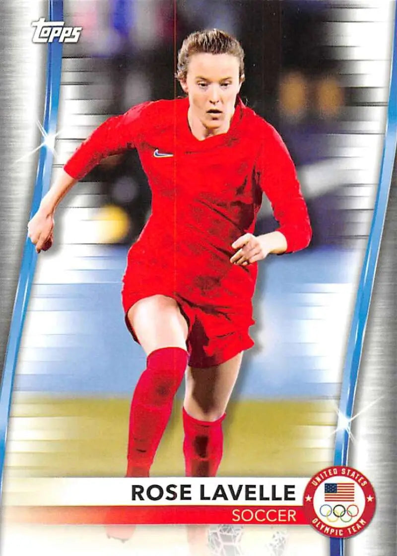 Topps Soccer Card of Rose Lavelle in red uniform running for Paralympics Team Hopefuls