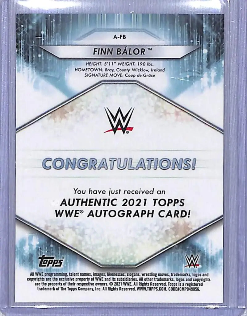 Finn Bálor 2021 Topps WWE autograph trading card A-FB Finn Bálor NM-MT 099/150