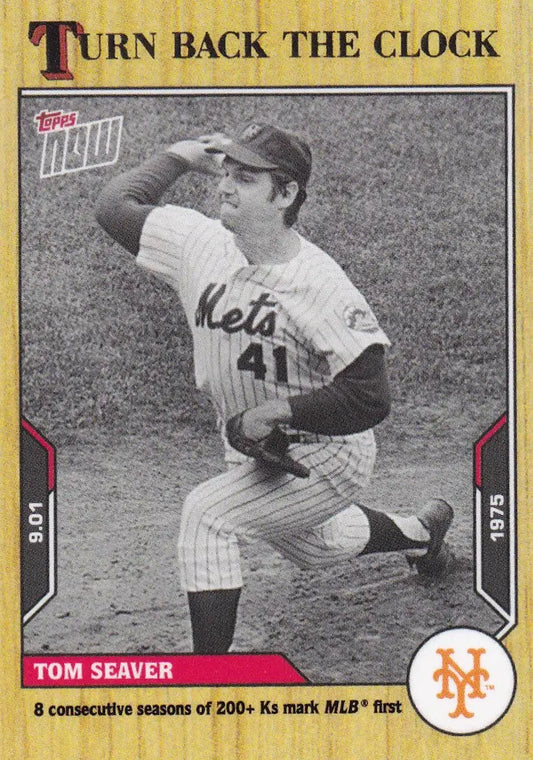 Tom Seaver baseball card from the Topps Now Turn Back The Clock series featuring New York Mets