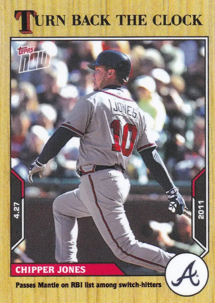 Baseball card featuring Chipper Jones in batting stance for 2021 TURN BACK THE CLOCK ATLANTA BRAVES