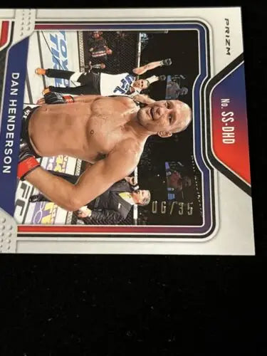 Dan Henderson Prizm Blue trading card featuring Sensational Signatures auto #6/35