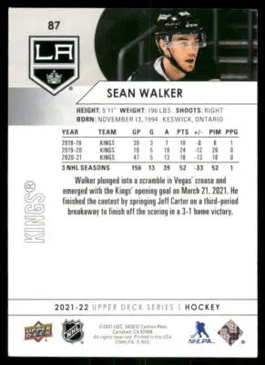 Hockey trading card of Sean Walker from Upper Deck Sean series, 2021 Upper Deck Sean Walker #87