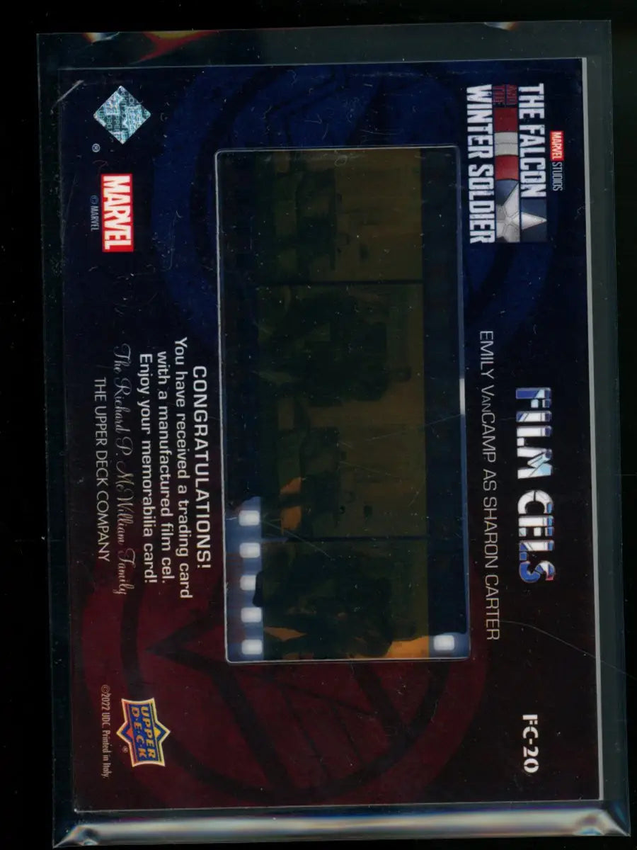 Upper Deck The Falcon and The Winter Soldier film cel trading card featuring Sharon Carter