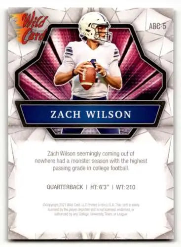 Zach Wilson football card from 2021 Wild Card Alumination showcasing New York Jets Football