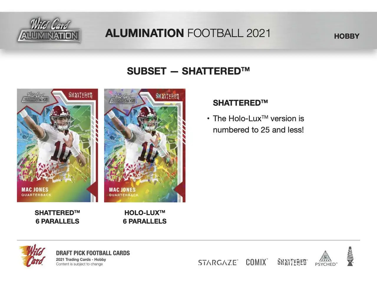 Wild Card Alumination Football Hobby Box featuring Shattered subset and Holo-Lux parallels