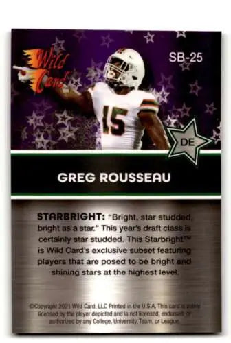 Greg Rousseau Buffalo Bills football card from Wild Card Alumination with original gloss