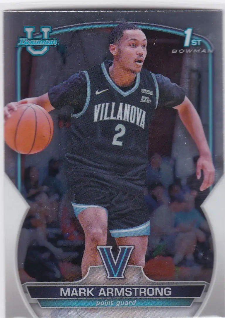 Mark Armstrong Villanova dribbling ball on 2022-23 Bowman Chrome trading card