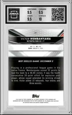 Graded Victor Wembanyama basketball card from Bowman University Best series