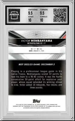 Graded Bowen University Best Victor Wembanyama basketball card 2022-23 ACC #51