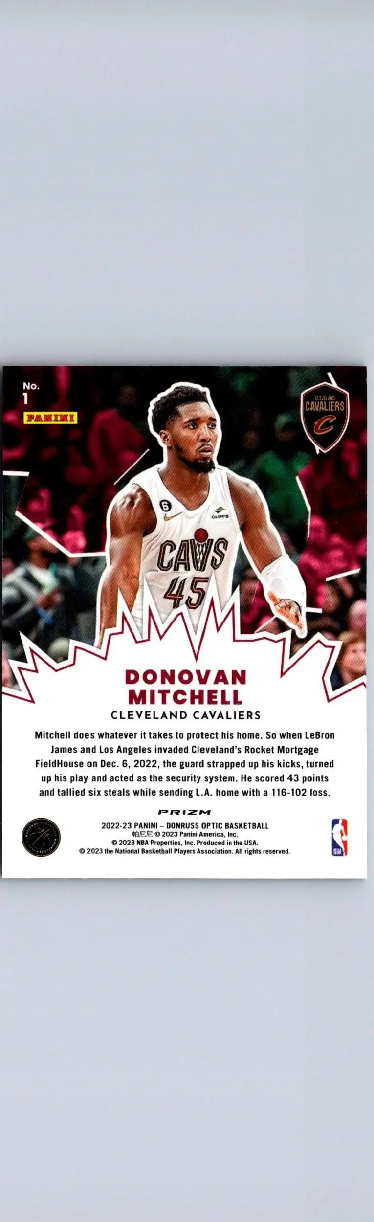 Donovan Mitchell basketball card from 2022-23 Donruss Optic My House trading cards