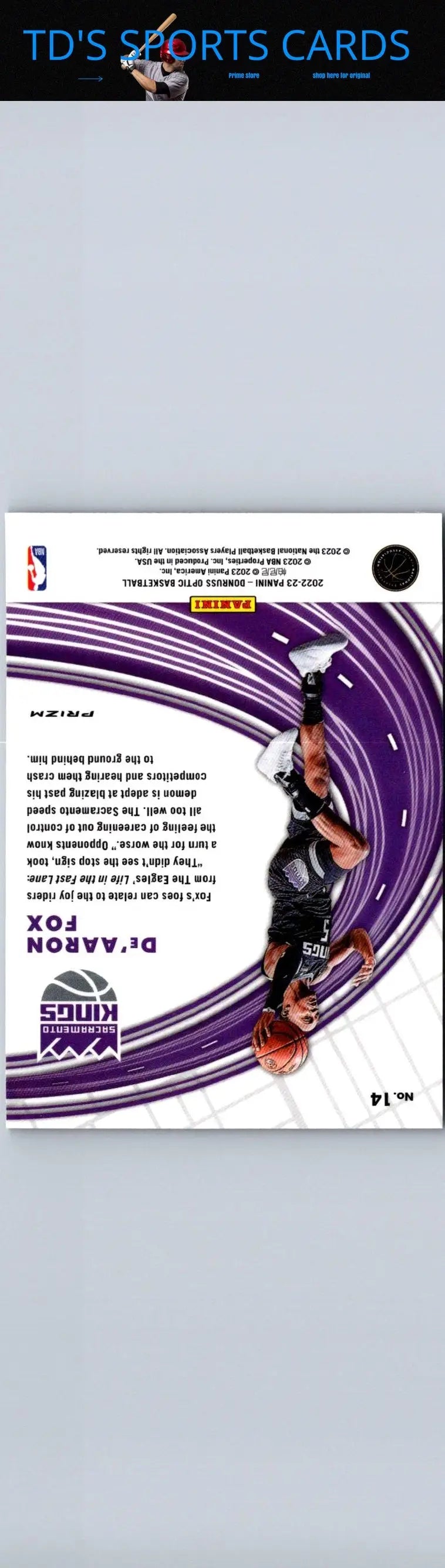 De’Aaron Fox basketball card from 2022-23 Donruss Optic Express Lane Holo collection