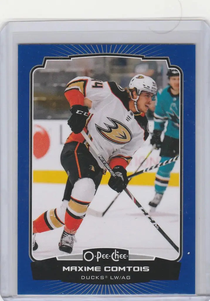 Hockey trading card of Maxime Comtois from Anaheim Ducks - OPC Hockey Blue #249