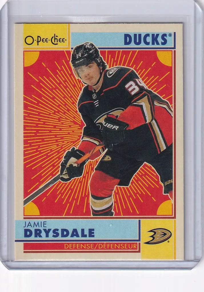 Hockey trading card of Jamie Drysdale in Ducks jersey from OPC Hockey Retro series