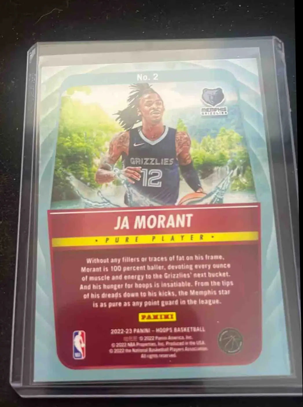 Panini Basketball Hoops Ja Morant Pure Players trading card in protective sleeve