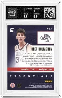Graded Chet Holmgren basketball card from 2022-23 Panini Chronicles Essentials Arena Club