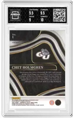 Graded Chet Holmgren Chronicles DP Pink RC Arena basketball card with 9.5 grade