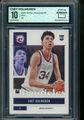 2023 Panini Chronicles Draft Picks Pink Chet Holmgren basketball card graded Gem Mint 10