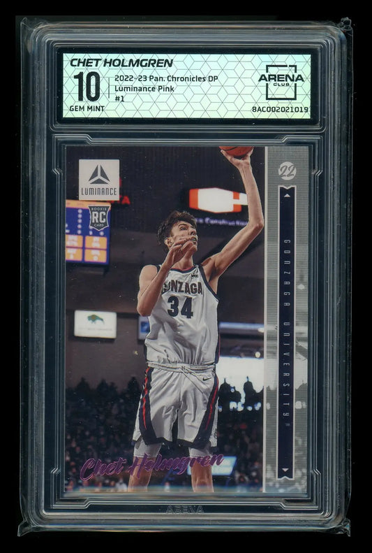2022-23 Panini Chronicles Luminance Pink Chet Holmgren #203 RC Arena Club 10 - Trading Card