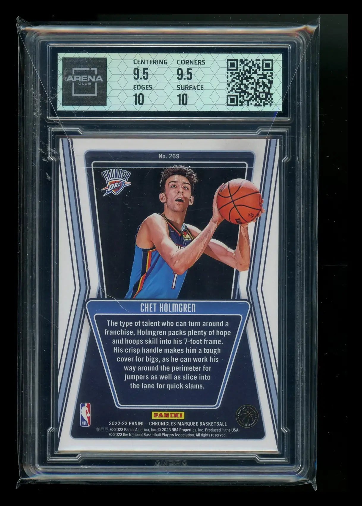2022-23 Panini Chronicles Marquee Chet Holmgren #269 RC Basketball Arena Club 10 - Basketball Card