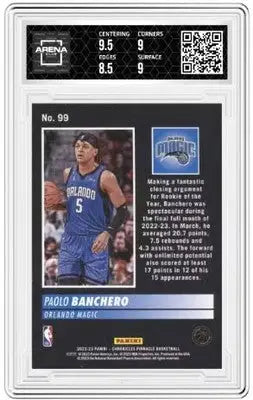 Graded Paolo Banchero basketball card from 2022-23 Panini Chronicles Paolo Banchero series