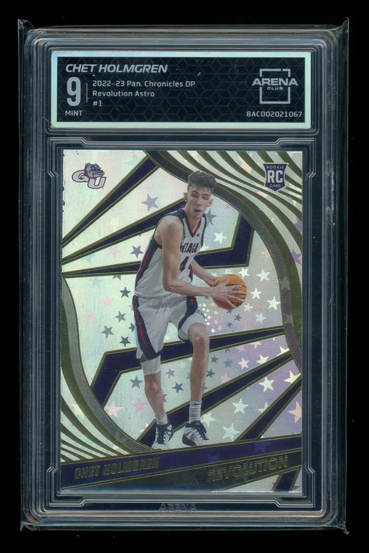 2023 Panini Chronicles Revolution Astro Chet Holmgren RC basketball card display