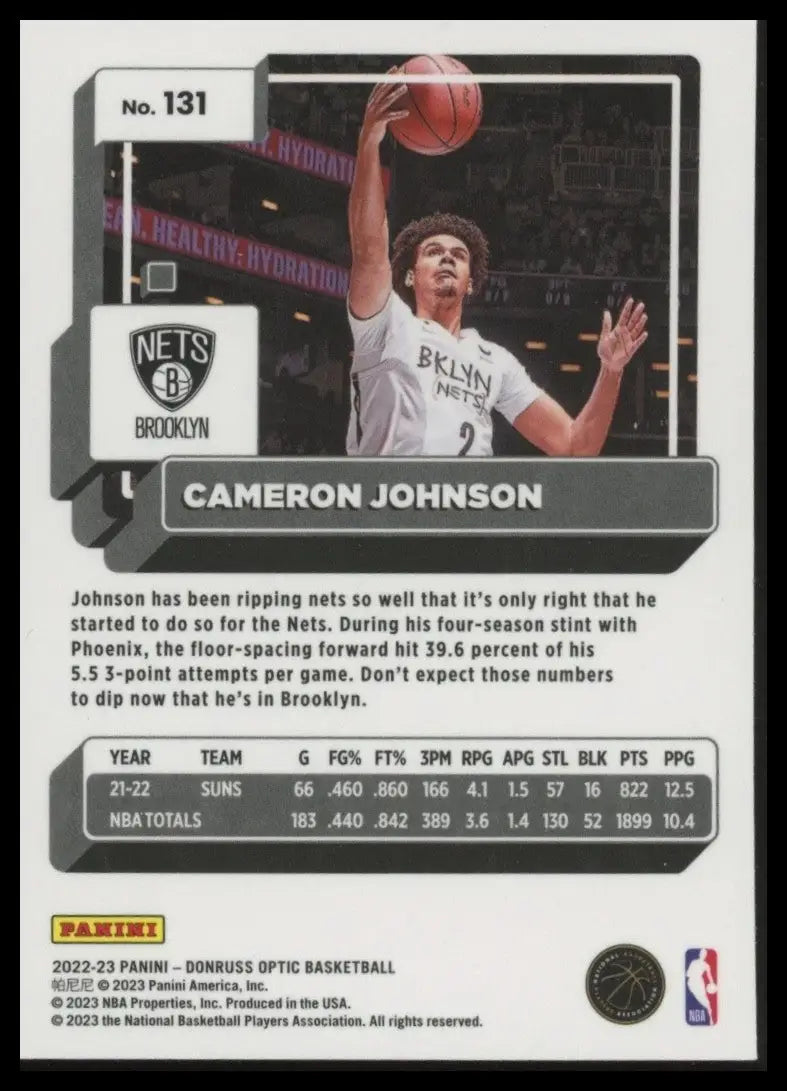 2022-23 Panini Donruss Optic Cameron Johnson #131 Brooklyn Nets Basketball Card - Basketball Card
