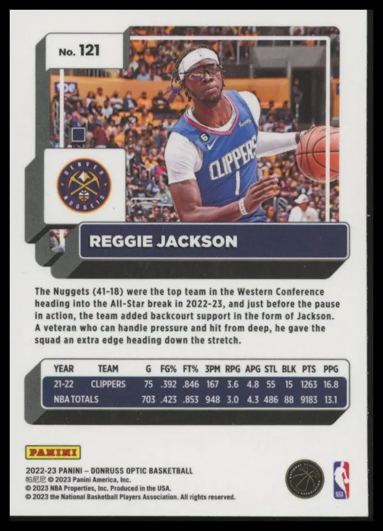 2022-23 Panini Donruss Optic Reggie Jackson #121 Denver Nuggets Basketball Card