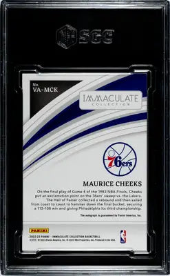 Graded Maurice Cheeks Panini Immaculate Col basketball trading card with auto, SGC 9