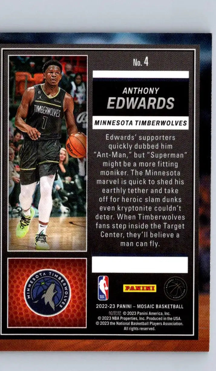 Anthony Edwards basketball card from 2022-23 Panini Mosaic Edwards Jam Masters