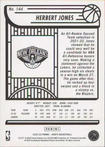 2022-23 Panini NBA Hoops #144 Herbert Jones NM-MT Pelicans ID:51964