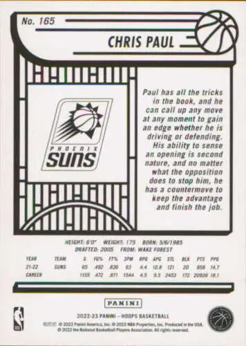 2022-23 Panini NBA Hoops #165 Chris Paul NM-MT Suns basketball card original gloss