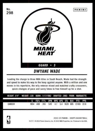 Original gloss Panini NBA Hoops Dwyane Wade basketball card from 2022-23 NBA series