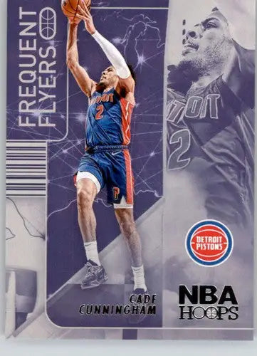 Cade Cunningham basketball card from Panini NBA Hoops Frequent Flyers series