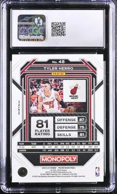 Prizm Monopoly Tyler Herro basketball card from 2022-23 Panini Prizm Monopoly series
