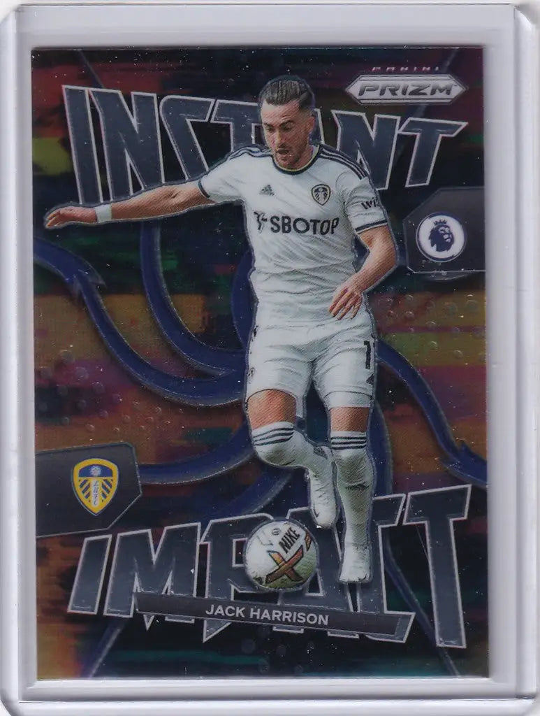 Soccer trading card of Jack Harrison dribbling for Leeds United in Premier League Instant Impact