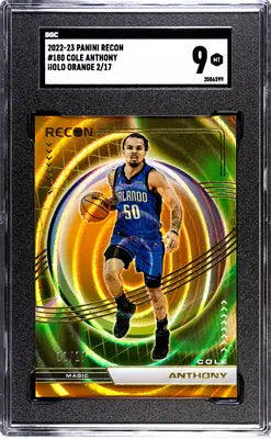 Recon Cole Anthony basketball card 2022-23 Panini Recon #180 Holo Orange SGC 9