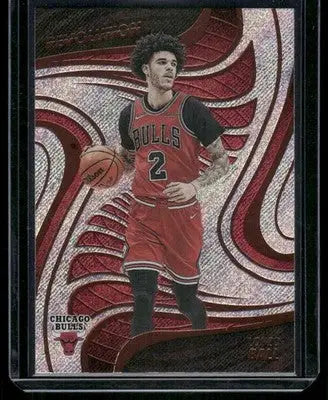 Basketball trading card featuring Lonzo Ball in Chicago Bulls uniform from Panini Revolution Basketball