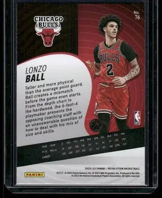 Panini Revolution Basketball Lonzo Ball trading card from 2022-23 Panini Revolution Basketball collection