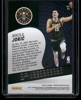 2022-23 Panini Revolution Basketball Nikola Jokic trading card featuring Groove design