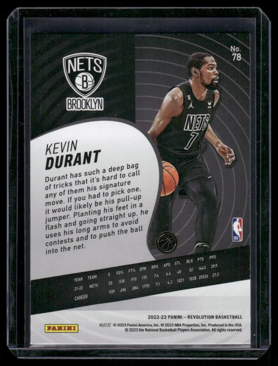 Kevin Durant Brooklyn Nets trading card from 2022-23 Panini Revolution collection