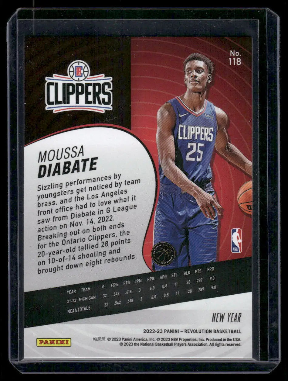 Basketball trading card of Moussa Diabate from Panini Revolution Moussa series