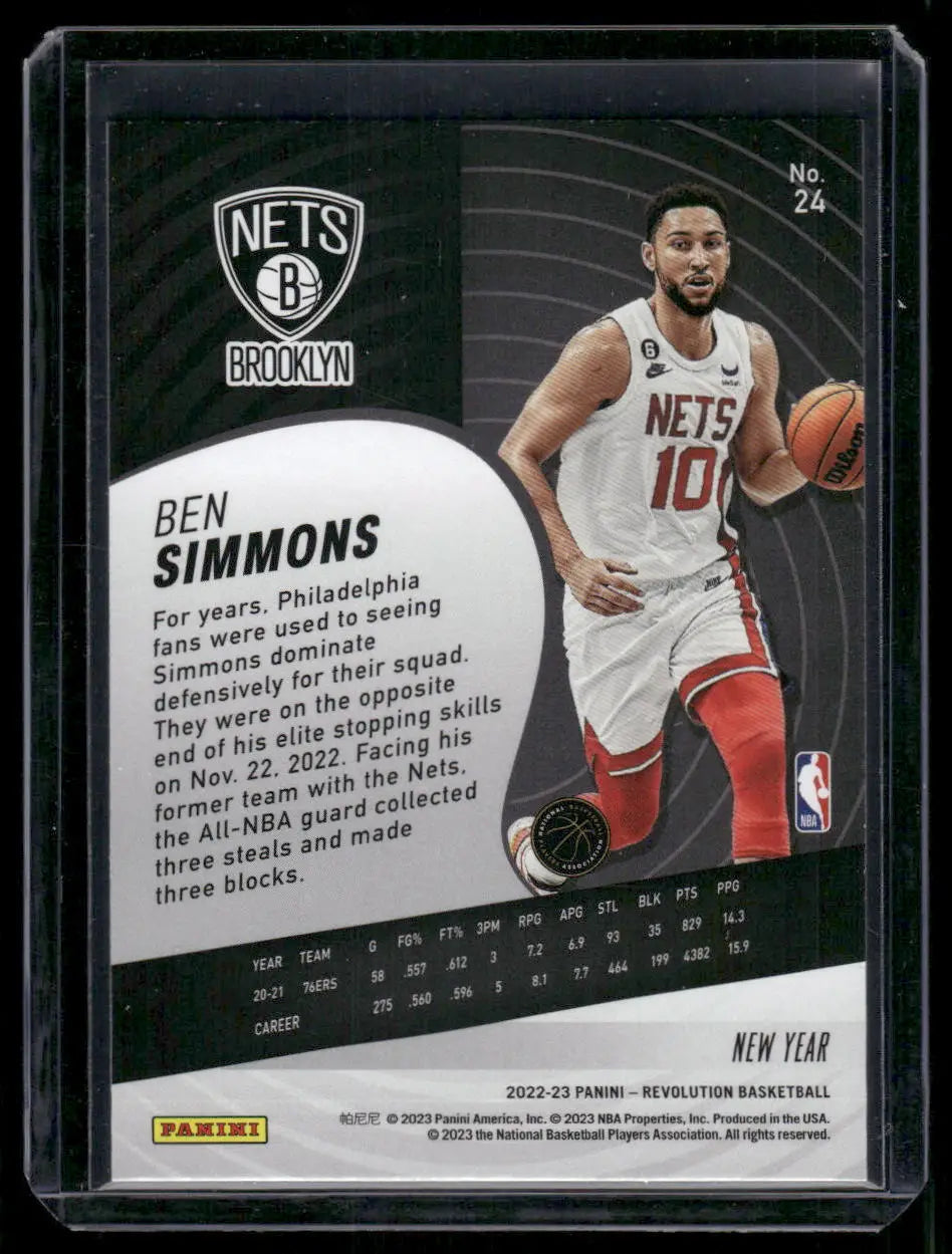 2022-23 Panini Revolution Ben Simmons basketball trading card featuring Ben Simmons