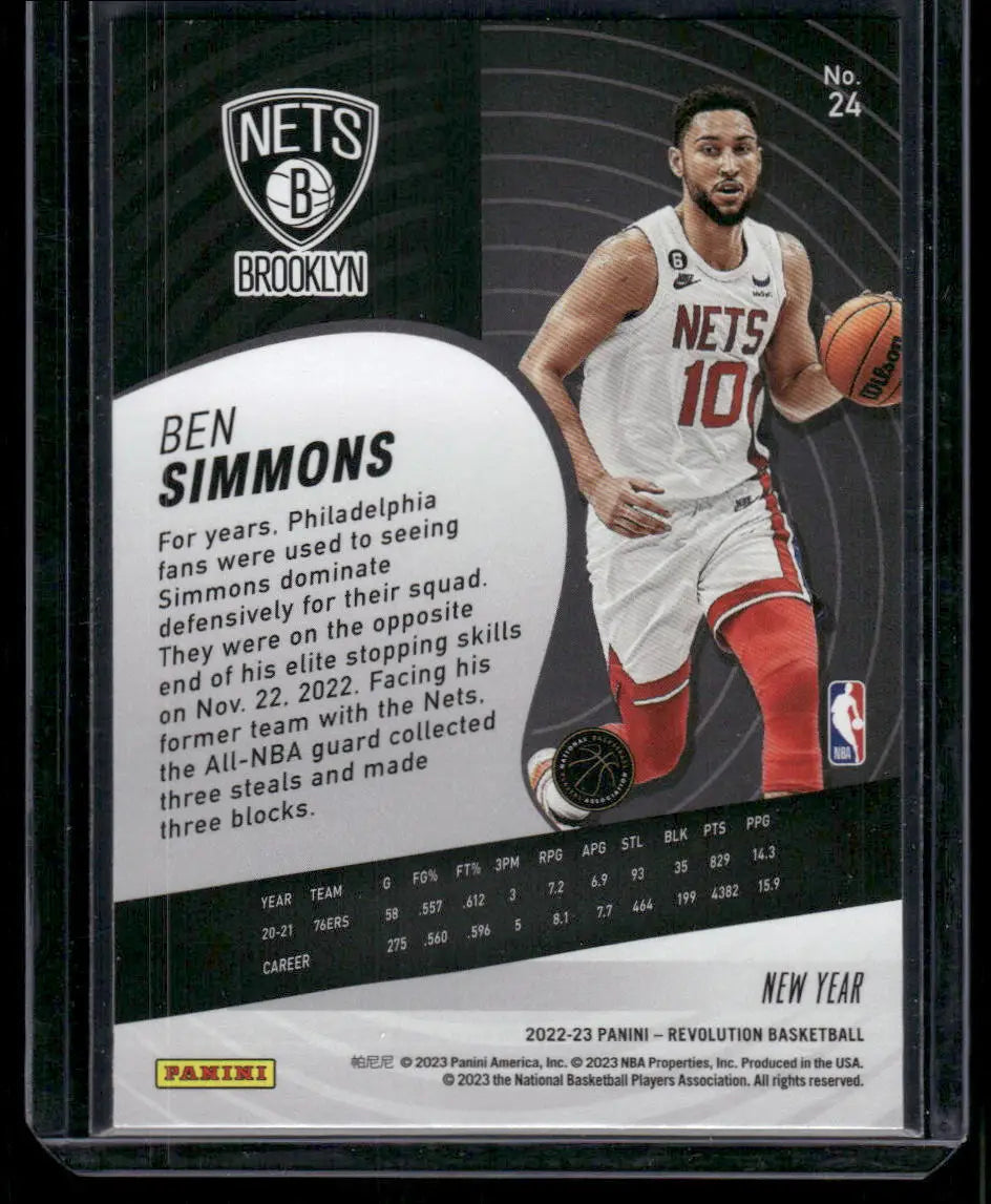 2022-23 Panini Revolution Ben Simmons basketball trading card for year Ben Simmons collection