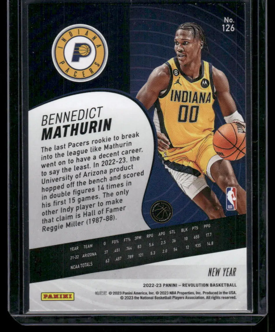 2022-23 Panini Revolution Bennedict Mathurin trading card for year Bennedict collection