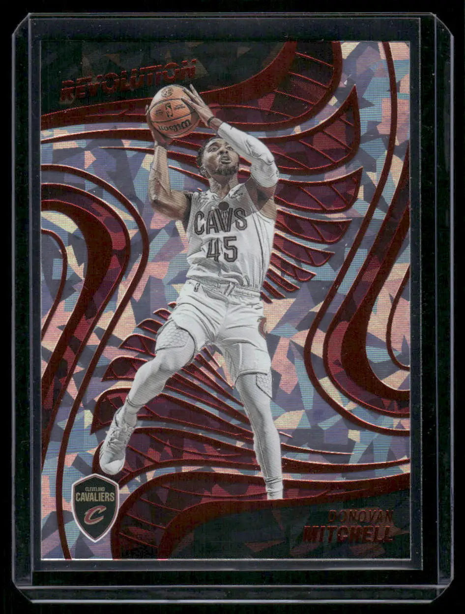 2022-23 Panini Revolution Donovan Mitchell basketball trading card displayed in product