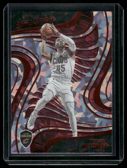 2022-23 Panini Revolution Donovan Mitchell basketball trading card displayed in product