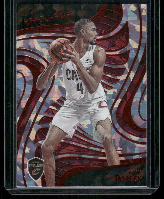 Basketball trading card featuring Year Evan Mobley in a white Cavaliers jersey from Panini Revolution