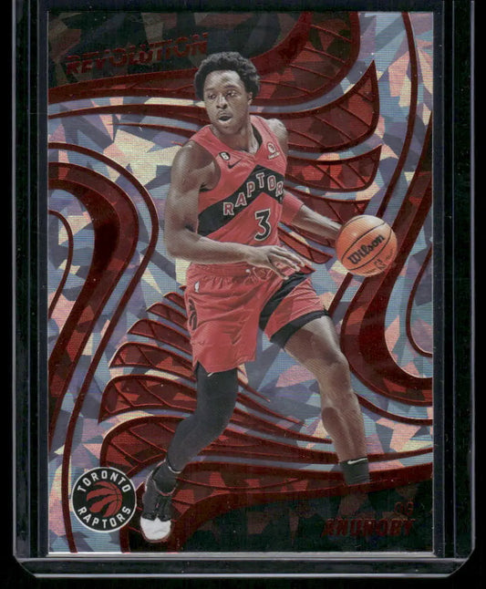 2022-23 Panini Revolution OG Anunoby NBA basketball trading card in red Raptors uniform